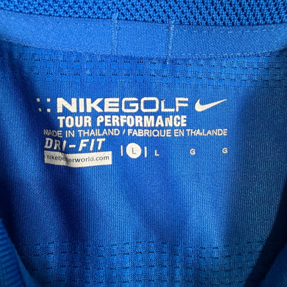 Nike Polo Shirt Mens Large Tour Performance Dri-FIT Blue Short Sleeve EUC - Picture 4 of 9